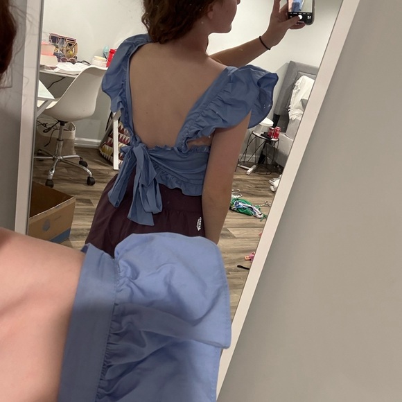 Blue Ruffled Women's Top - Picture 3 of 4